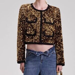 Self Portrait Sequined Cropped Jacket NWOT